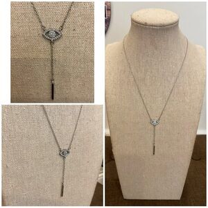 Pavé Eye With Vertical Bar and Chain Necklace